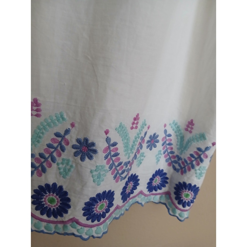 Talbots Dress 18w Petite Linen Embroidered Shift Resort Beach Cruise Bohemian - Picture 3 of 12